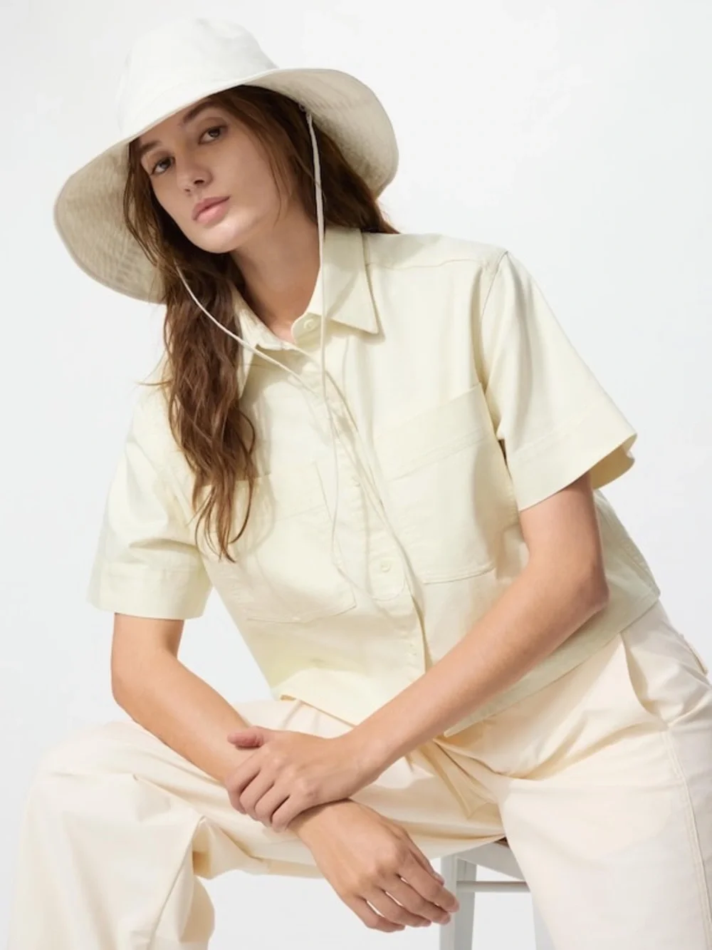 Uniqlo UV Protection Cotton Linen Wide Brim Hat